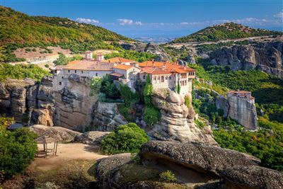 Meteora Koster im Sonnenuntergang